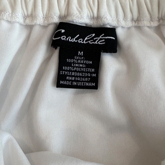 Candalite Boho Off-the Shoulder Embroidered Floral White Rayon Dress; Lined; Med - Picture 5 of 6